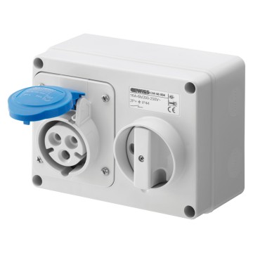 Gewiss 16A 2P+E 230V Interlocked Switched Socket IP44